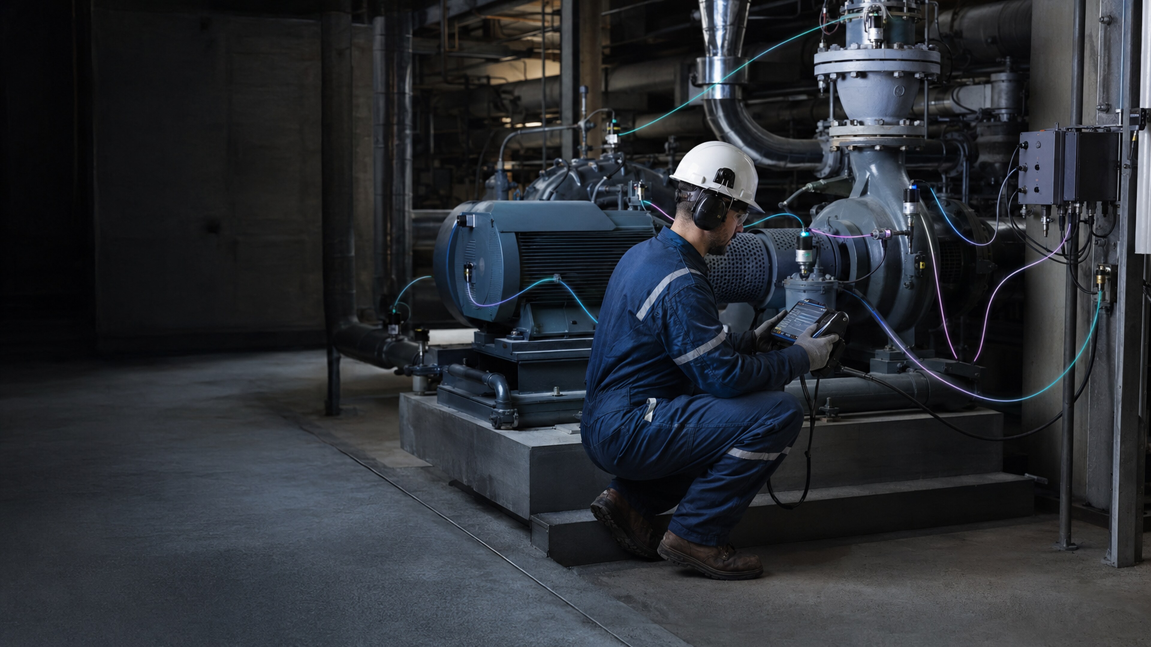 Human technician performing a mobile industrial measurement